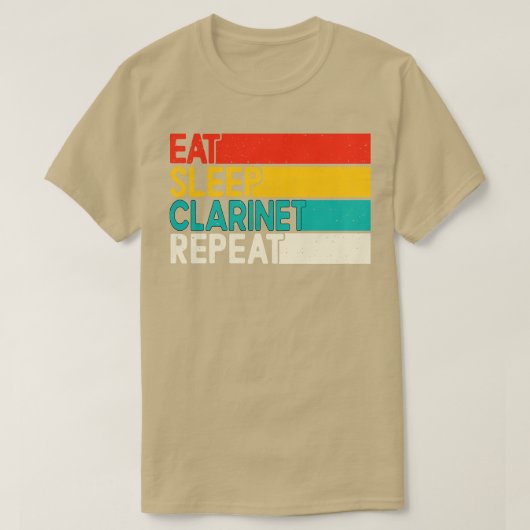 Sleap Clarinet食べリピートClarinetプレおもしろいイヤー Tシャツ (デザイン正面)