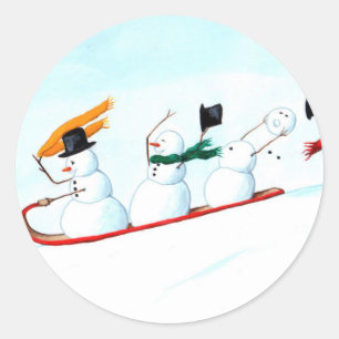 Sledの雪だるま ラウンドシール