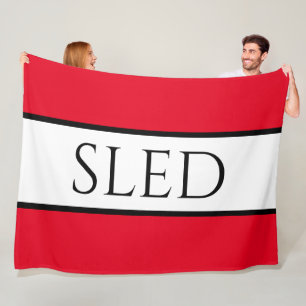 SLED ワイド スポーティー 鮮やか 赤色 スノー ホワイト ストライプ フリースブランケット