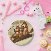 Sleddingキツネのヴィンテージのクリスマスの紙皿 ペーパープレート (パーティー)
