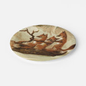 Sleddingキツネのヴィンテージのクリスマスの紙皿 ペーパープレート (アングル)