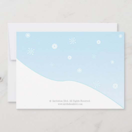 Sledding子供および雪のゲームの冬の誕生会 招待状 (裏面)