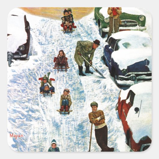 Sledding、掘ること スクエアシール (正面)