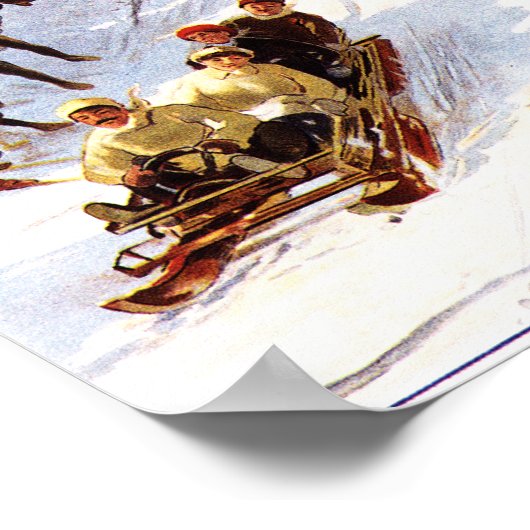 Sledding and Skiing at Vosges Poster ポスター (角)