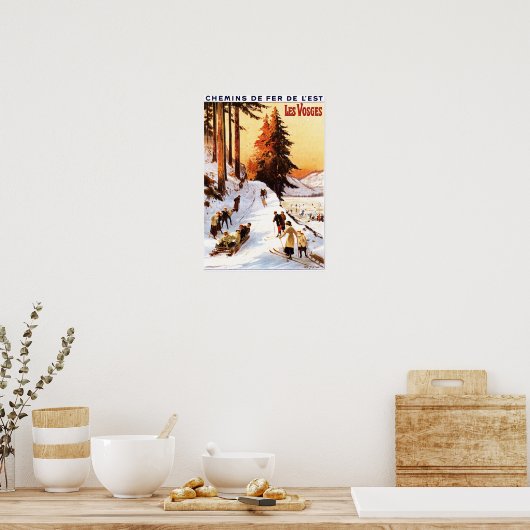 Sledding and Skiing at Vosges Poster ポスター (キッチン)