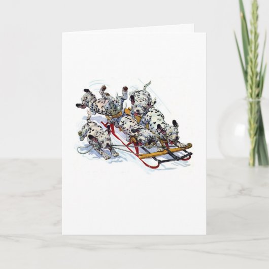 Sledding Dalmatian子犬 シーズンカード (正面)