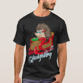 Sledgehog Hedgehog Sleigh Pet Christmas Gif Tシャツ (正面)