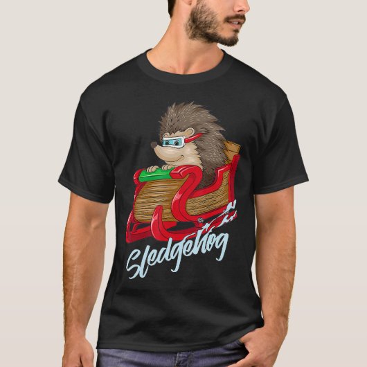 Sledgehog Hedgehog Sleigh Pet Christmas Gif Tシャツ (正面)