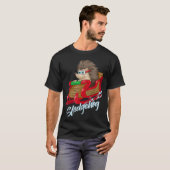 Sledgehog Hedgehog Sleigh Pet Christmas Gif Tシャツ (正面フル)