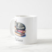 Sleeing Tabby Cat Mug with Nameテンプレート コーヒーマグカップ (正面左)