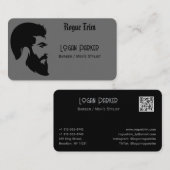 Sleek Black Barber Men's Stylist Minimalist 名刺 (正面/裏面)