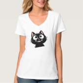 Sleek Black Cat Design Tシャツ (正面)
