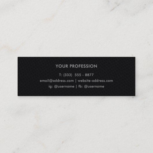 Sleek Black Leather & Pink Metallic Panel Monogram スキニー名刺 (裏面)