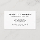 Sleek Black Modern Lighting Wire Electrician 名刺 (裏面)