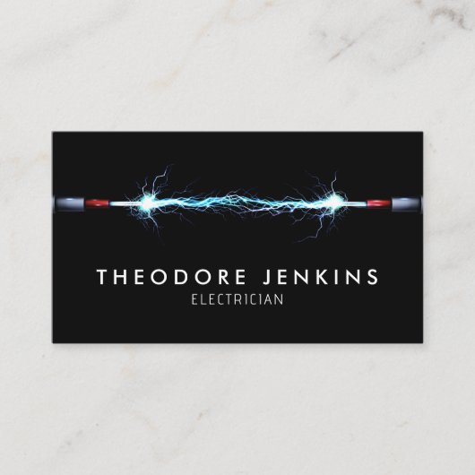 Sleek Black Modern Lighting Wire Electrician 名刺 (正面)