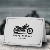 Sleek Black Motorcycle Silhouette Birthday Card カード