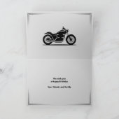 Sleek Black Motorcycle Silhouette Birthday Card カード (内部)