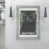 Sleek Black Panther Cat with Green Eyes ポスター