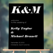 Sleek Black Welcome with Initials アクリルサイン (ニュートラル)