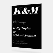 Sleek Black Welcome with Initials アクリルサイン (傾斜)