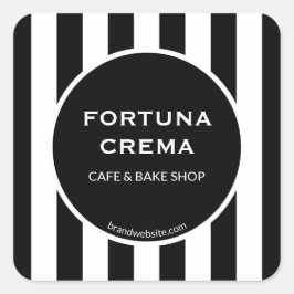 Sleek Black & White Stripe Business Name Brand スクエアシール