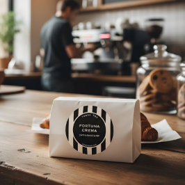 Sleek Black White Stripe Business Name Thank You ラウンドシール