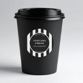 Sleek Black White Stripe Business Name Thank You ラウンドシール