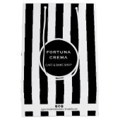 Sleek Black & White Stripes Small Business Brand ミディアムペーパーバッグ (裏面)