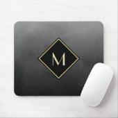 Sleek Black with Subtle Gold Monogram マウスパッド (マウス)