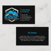 Sleek Blue Silver Car Wash Detailing 名刺 (正面/裏面)