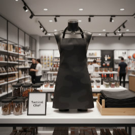 Sleek Camo Deep Black Dark Charcoal Tones Modern  エプロン