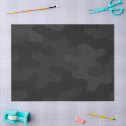 Sleek Camo Deep Black Dark Charcoal Tones Modern  薄葉紙 (クラフト)