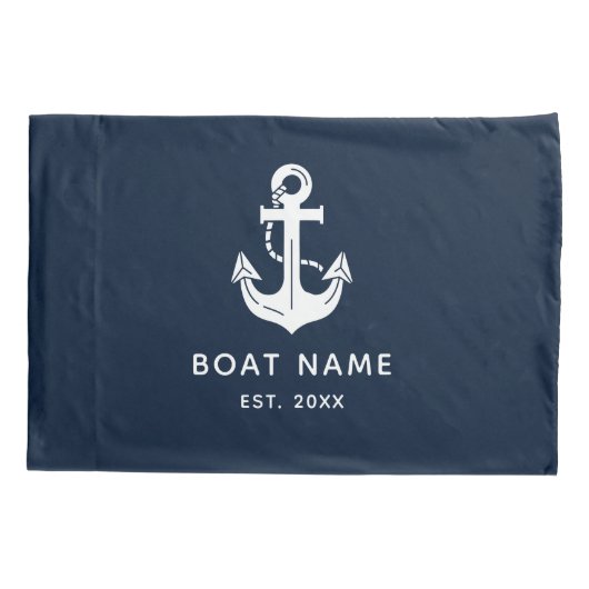 Sleek Captains Quarters Boat Name Established 枕カバー (裏面)