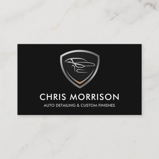 Sleek Car Detailing Shield QR Code Professional 名刺 (正面)