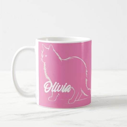 Sleek Cat Silhouette - Purr-fect Morning Companion コーヒーマグカップ (左)
