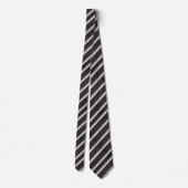 Sleek Charcoal Gray & Silver Diagonal Striped ネクタイ (裏面)
