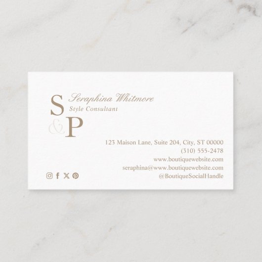 Sleek Chic Minimal Elegant Boutique Monogram Logo 名刺 (裏面)