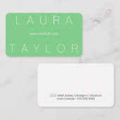 Sleek Font and Sophisticated Mint Green 名刺 (正面/裏面)