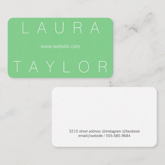 Sleek Font and Sophisticated Mint Green 名刺 (正面/裏面)