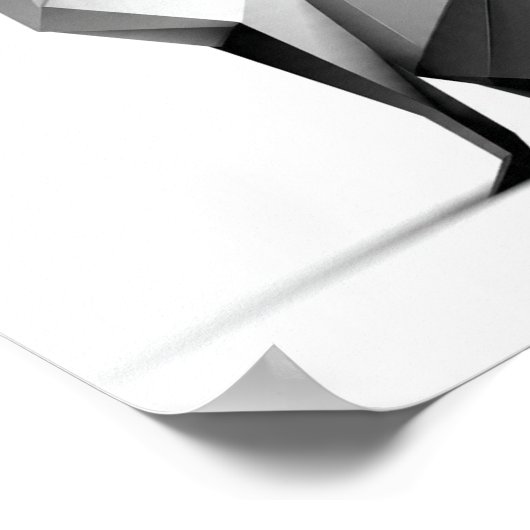 Sleek Geometric Origami Fox Print ポスター (角)