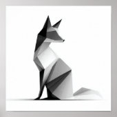 Sleek Geometric Origami Fox Print ポスター (正面)