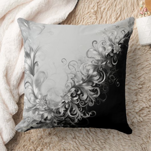 Sleek Grey Black with Silver Details クッション (ブランケット)