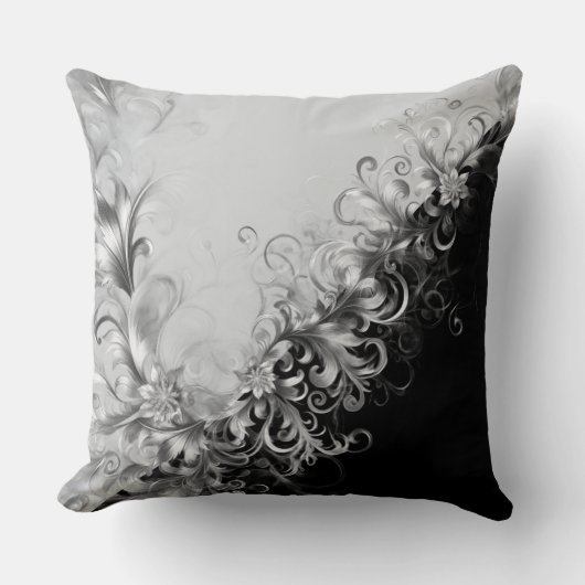 Sleek Grey Black with Silver Details クッション (正面)