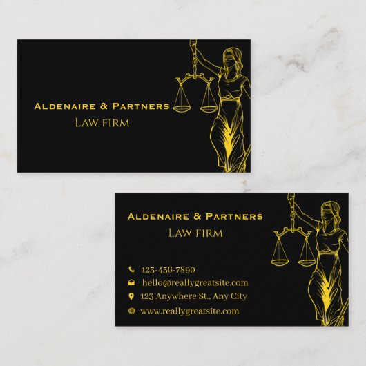 Sleek Law & Justice Business Card | Attorney 名刺 (正面/裏面)