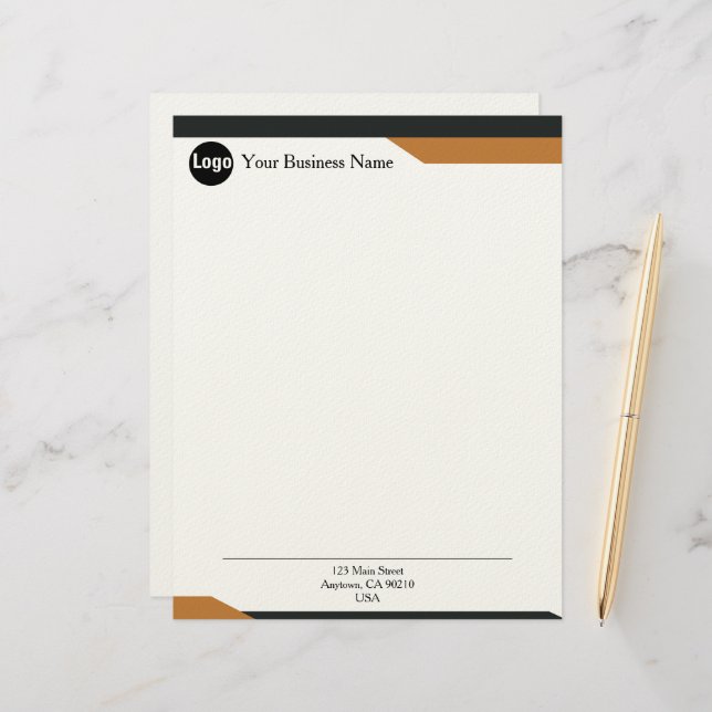 Sleek Minimalist Corporate Letterhead for Modern レターヘッド (正面/裏面インサイチュ)