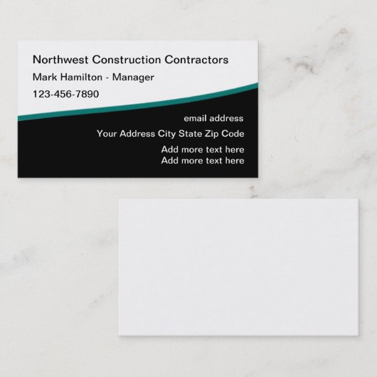 Sleek Modern Construction Service 名刺 (正面/裏面)