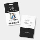 Sleek Modern Employee Photo Name Bar Code ID バッジ (正面&裏面)
