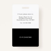 Sleek Modern Employee Photo Name Bar Code ID バッジ (裏面)