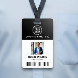 Sleek Modern Employee Photo Name Bar Code ID バッジ