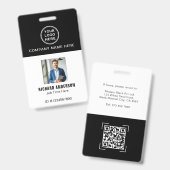 Sleek Modern Employee Photo Name QR Code ID バッジ (正面＆裏面)